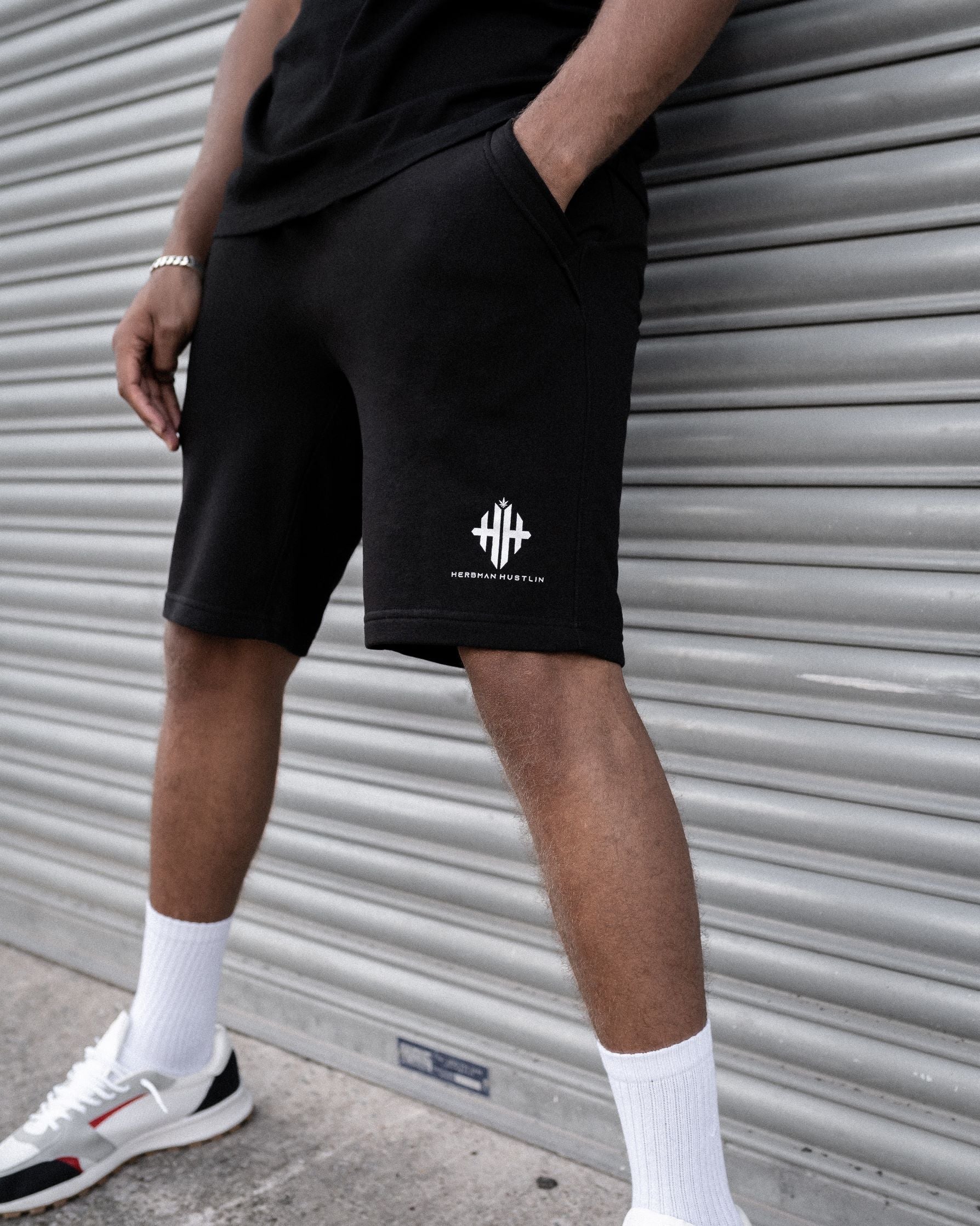 Herbman Hustlin Monogram Shorts - Black/White