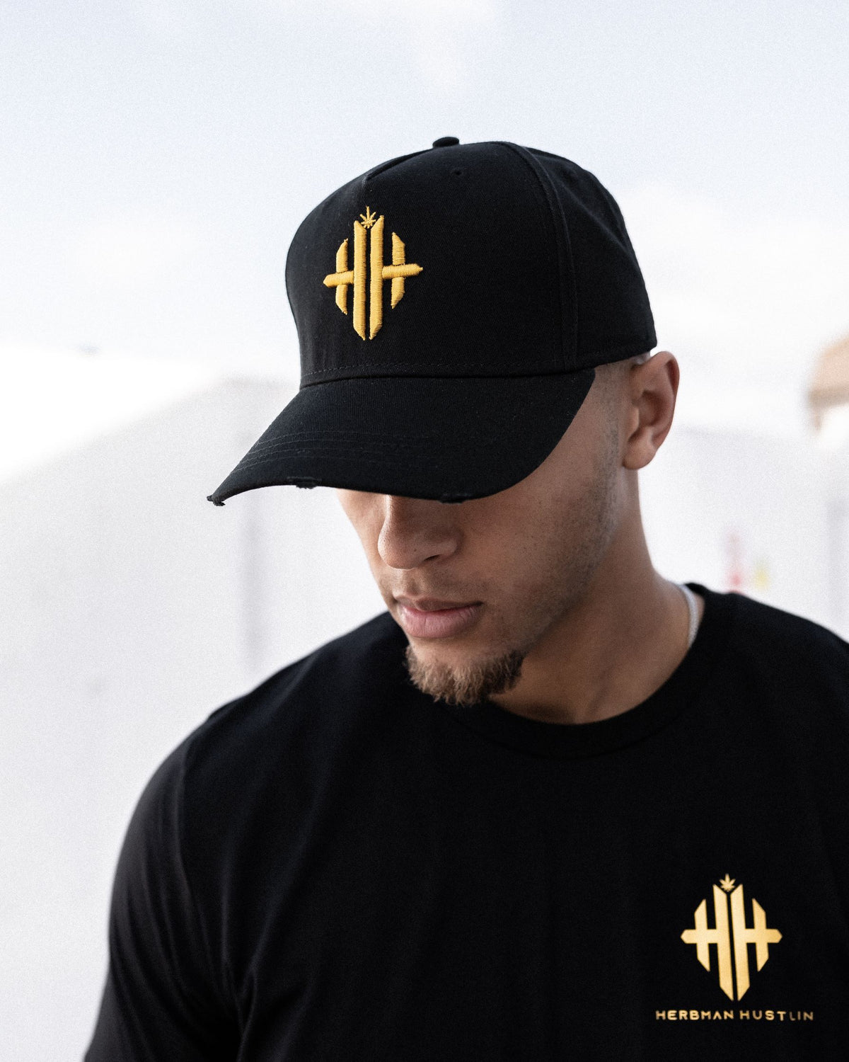 Herbman Hustlin Monogram Cap - Black/Gold