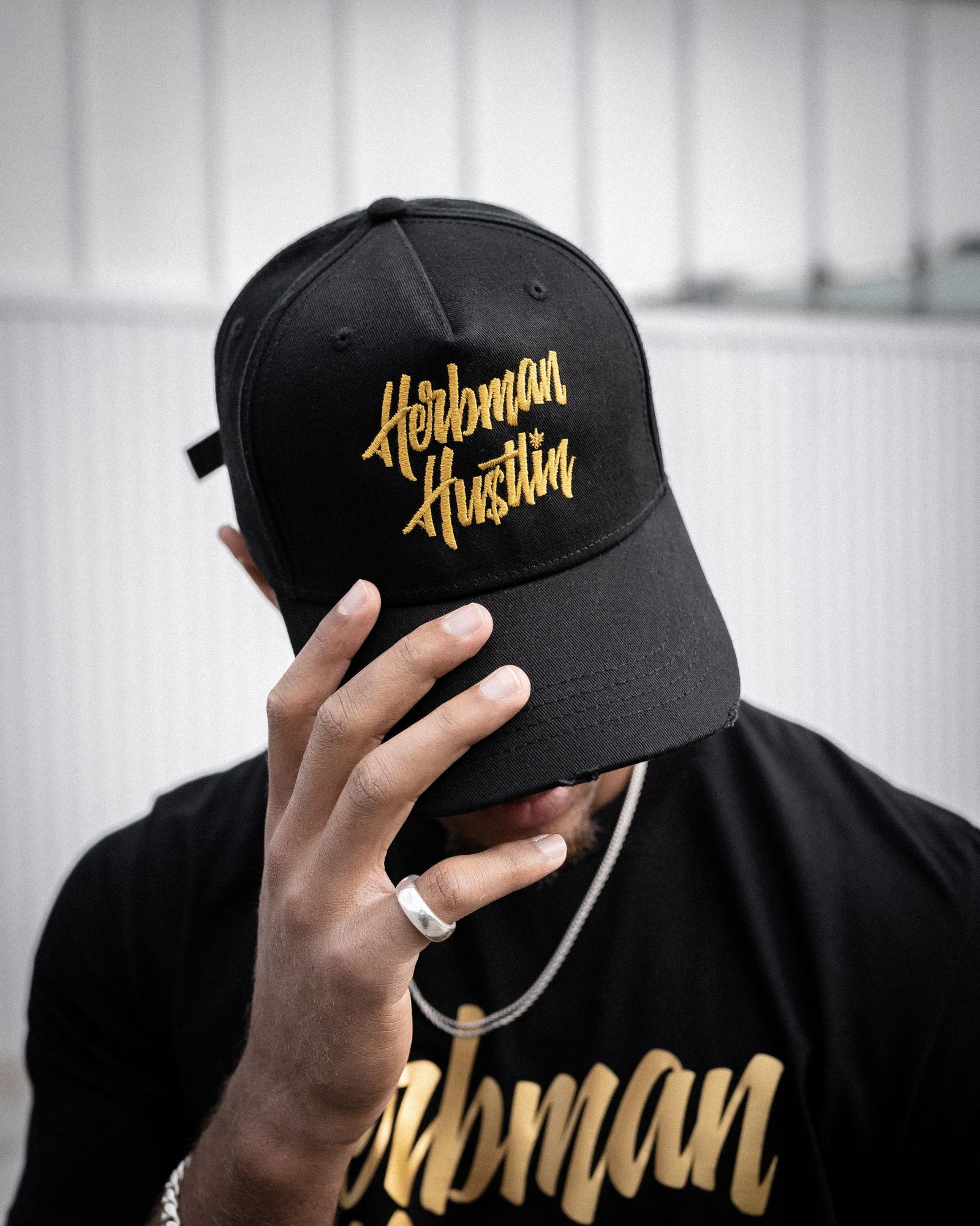 Herbman Hustlin Script Cap - Black/Gold