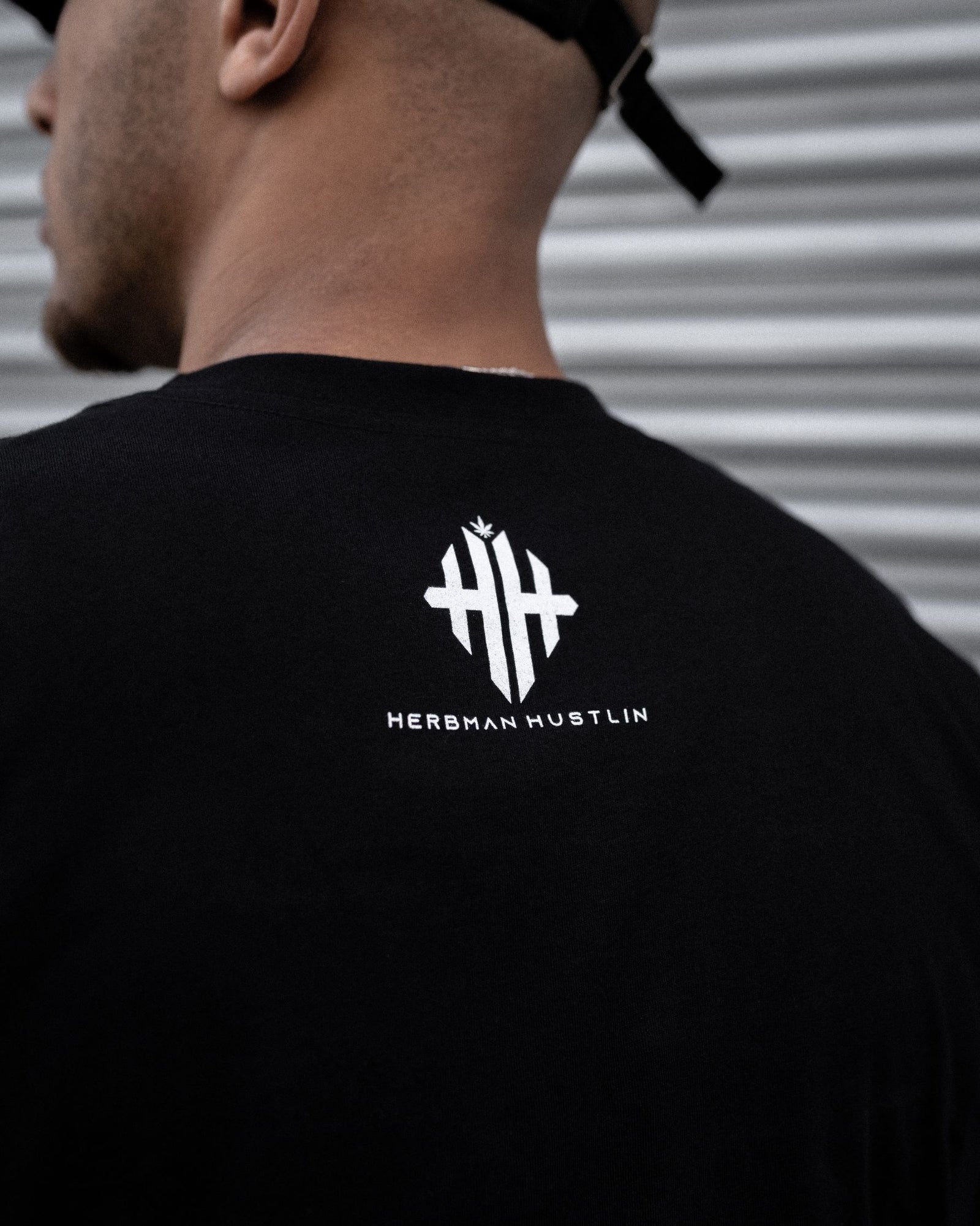 Herbman Hustlin Script Front Print Tee - Black/White