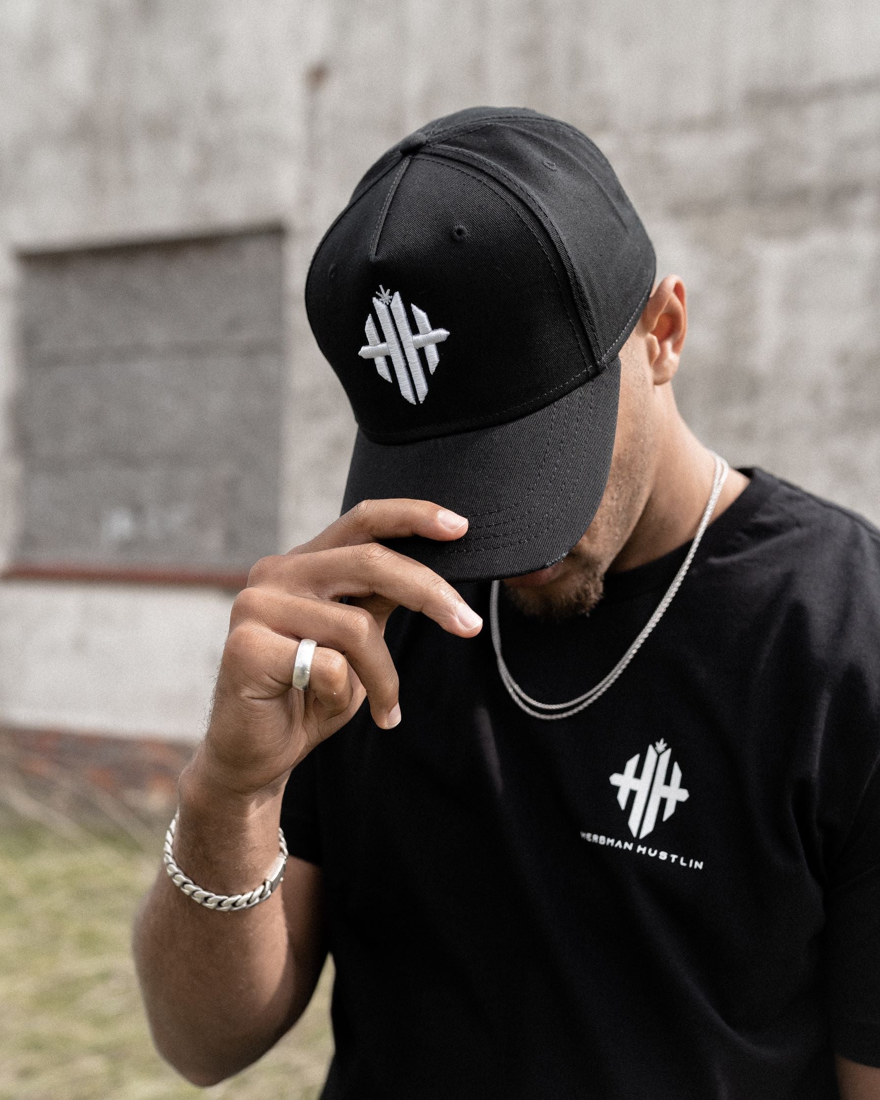 Herbman Hustlin Monogram Cap - Black/White